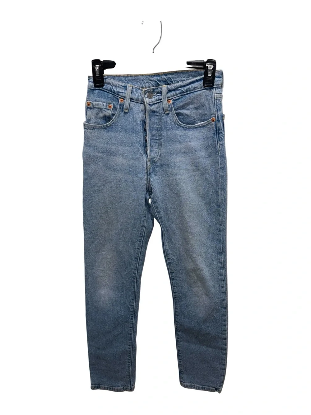 Levi’s 501 Button Fly High Rise Straight Leg Jeans Light Wash Size 24 - Picture 4 of 8